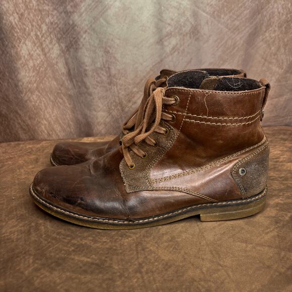 Lasoki Casual Brown Tan Leather Suede Chukka Boots Lace Up Ankle Mens 42 Y2K - Picture 2 of 12